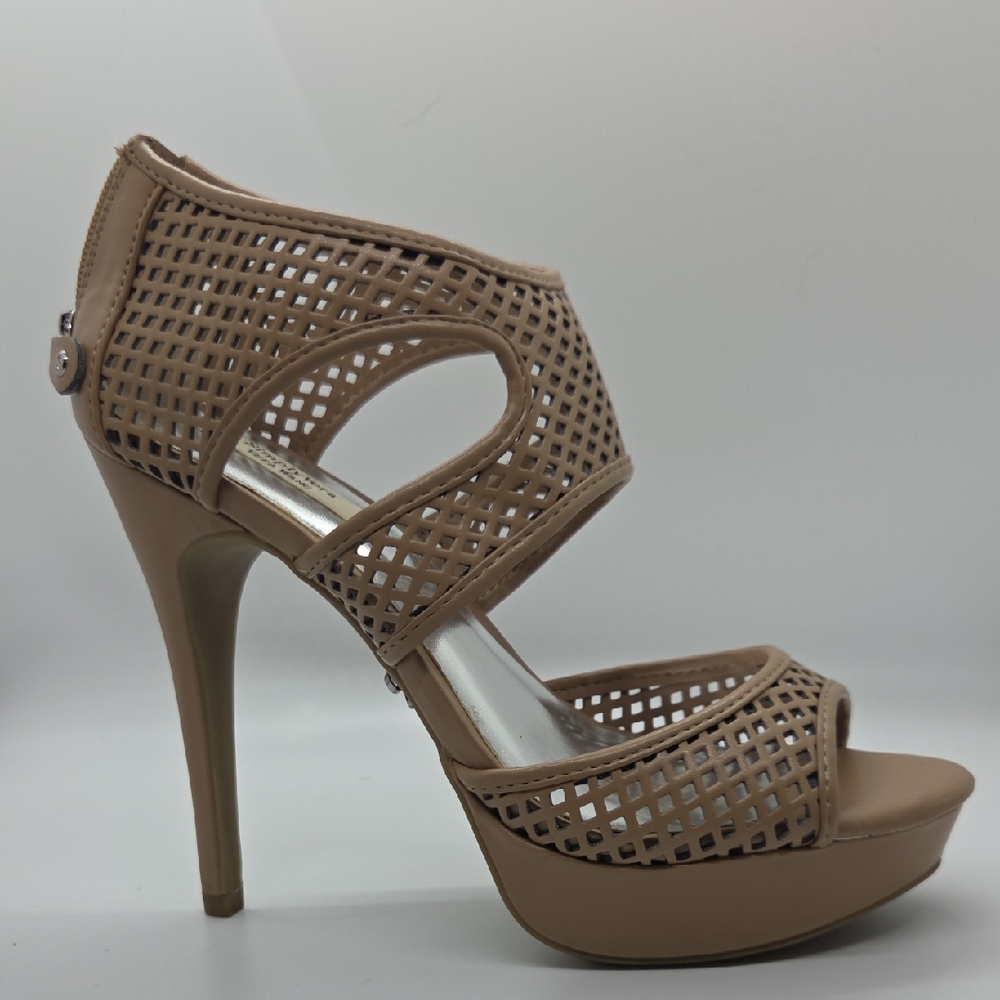 Chic Tan Peep-Toe Heels